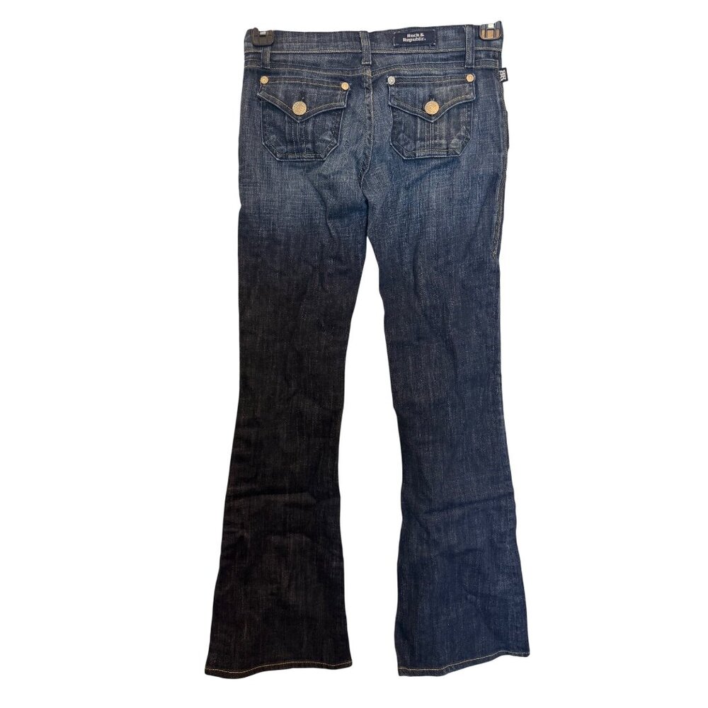Vintage Rock & Republic Womens Size 25 Flared Dark Wash Denim Jeans